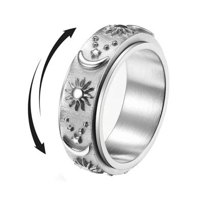 China Cute Titanium Stainless Steel Spinner Rings Mood And Star Restless Ring Stress Relieving Anxiety Ring For Women Men for sale