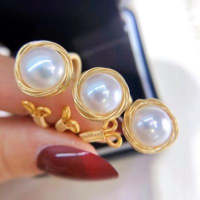 China Fashion Milliedition Handmade Ring Environmental Friendly Natural Pearl Flower 14k Silver Gold Plated Adjustable Ring Design For Women for sale