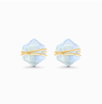 China Milli Simple Design Environmental Friendly Moonstone Sliver 925 Sterling Gold Plated Earrings Jewelry For Girls for sale