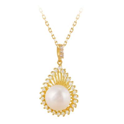 China Wholesale BOHEMIA Factory Price Ladies 925 Silver Gold Plated Crystal Freshwater Pearl Drop Pendant for sale