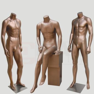 China Fiberglass Golden Abstract Full Body Sitting Male Mannequin For Sale for sale