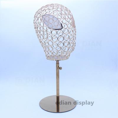 China Wholesale Fiberglass New Arrival Gold Color Metal Wire Mannequin Head With Eye Stands for sale