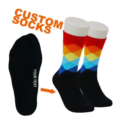 China QUICK DRY (RL) - 010 Made Your Own Design Logo Custom Calf Mid Dress Socks Custom Mens Cotton Business Socks for sale