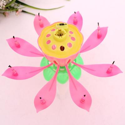 China Lotus Flower Lotus Flower Festival Music Birthday Cake Candles Lotus Candle Party Single Layer Music Birthday Decorative Candle for sale