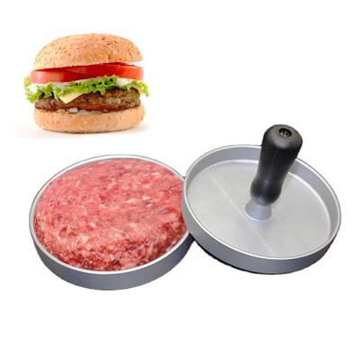 China Viable Non-stick Aluminum Manual Hand Handle Beef Burger Maker Beef Burger Maker Round Commercial Round Burger Press for sale