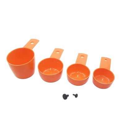 China Viable Hot Selling Color Food Grade Round Shape 4pcs Handle Set Nordic Orange Plastic Short Coffee Cup Coffee Doser for sale