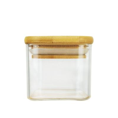 China Heat Resistant Luxury Empty Candle Making Jars Unique Square Glass Candle Holders With Lids for sale