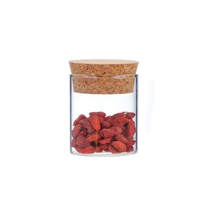 China Home Plant Decoration Glass Storage Jar Glass Candle Jars With Cork Lid for sale