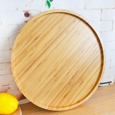 China High Quality Large Custom Eco-friendly Log Food Serving Tray For Hotel Bamboo Tea Food Round Tray for sale