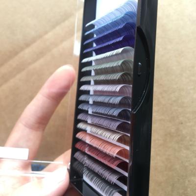 China Wholesale Korean Colored Individual Rainbow Colored Synthetic Eyelash Extension Tray Mink Color Silk Eyelash Extensions Multi Color for sale