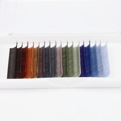 China Mink/Silk Colored Soft Matte Cashmere Flat Ellipse Lashes Eyelash Extension Double Fluffy Tips Private Label Flat Extension Tray for sale