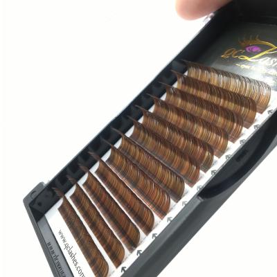 China Wholesale Eye Lash Extensions Brown Color Synthetic Mink Eyelashes Classic Lashes Individual Colored Feather Las Extension Supplies for sale