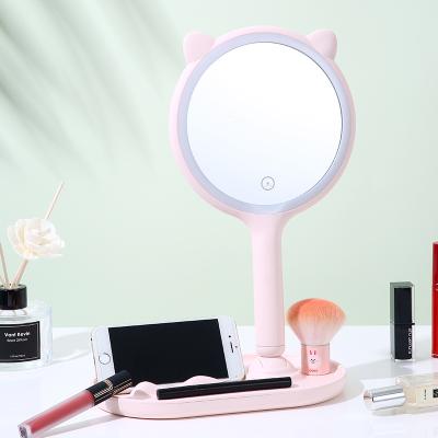 China 2021 Lighted LED Beauty Mirror Can Carry Light To Fill Light Beauty Mirror Folding Tray Makeup Mirror for sale