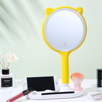 China USB Lighted Charging LED Beauty Mirror Can Carry Light To Fill Light Beauty Mirror Folding Tray Makeup Mirror for sale