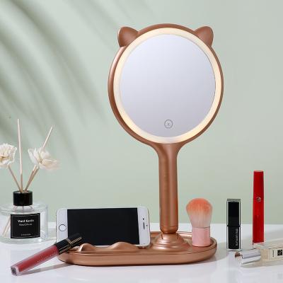 China LED Lighted Beauty Mirror Can Carry Light To Fill Light Beauty Mirror Folding Tray Makeup Mirror for sale