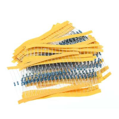 China commonly used resistor 1/4W package 1% five-color ring resistor metal film component 30 each 20 each of metal film package 1% resistor 600 1/4W total for sale