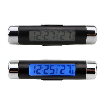 China Car-mounted clock thermometer. LED Digital Display Thermometer With Outlet Rear Thermometer Car Light Night Electronic Clock for sale