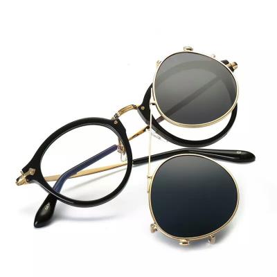 China Fashion Sunglasses 2 in 1 New Arrival Steampunk Clip On Sunglasses Men Women Optical Monocle Glass Magnetic Frame for sale