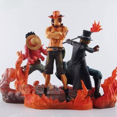 China Cartoon toy 18 one piece anime figure one piece 3 brothers ace sabo luffy for sale