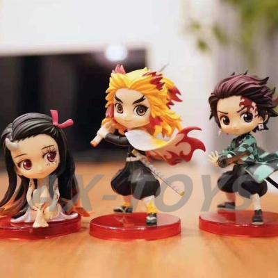 China Gift MODEL TOY 3pcs Anime Figure Demon Slayer Action Number Collection Kamado Nezuko Kamado Tanjirou Rengoku Kyoujurou for sale