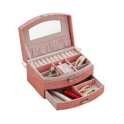 China Hot Seller Eco - Friendly PU Leather Portable Travel Jewelry Organizer Storage Box for sale