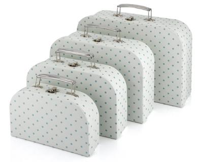 China Handmade Children Used Silver White Cardboard Boxes Small Suitcase Set for sale