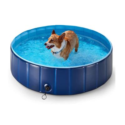 China 80*20CM Sustainable Outside Collapsible Hard Plastic PVC Tub Pet Bathing Pool For Kids Dogs With Bath Brush And Carry Bag for sale