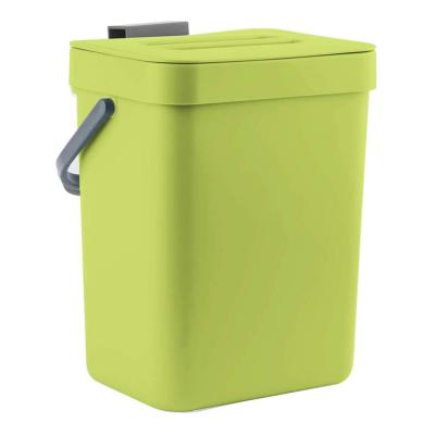 China 0.8 Gal Green Wall Mounted Odor-Free Food Drop Container Countertop Compost Bin Food Waste Basket Viable Small Bins For Kitchen for sale