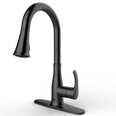 China Commercial Flexible Mixed Sense Faucets Black Stainless Steel Spray Head Faucet Hose For Kitchen for sale