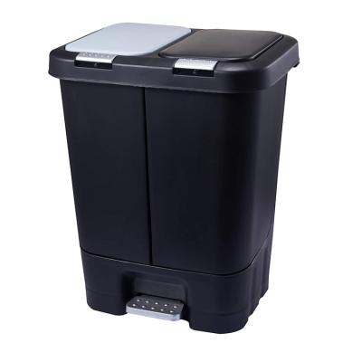 China Sustainable Wholesale Plastic Pedal Trash Cans Dual Trash And Recycling Bin Step Trash Can for sale