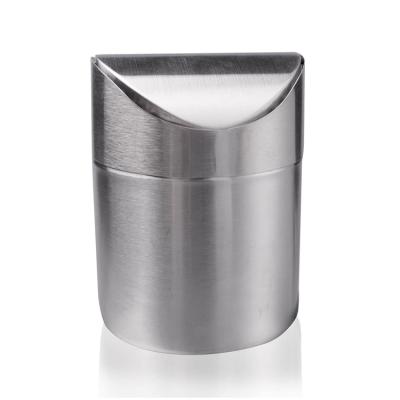 China Mini Table Trash Can Recycling Viable Swept Stainless Steel Wave Cover Waste Bin For Countertop for sale