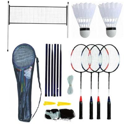 China Eastic & Durable Wholesale 4 Players Badminton Set Outdoor Game With Badminton Racket And Badminton Net for sale