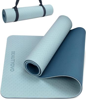 China Eco-Friendly Full Non-Slip Exercise Fitness Band Fitness Exercise Mat With Bag Yoga Carry Double Sided Mat for sale