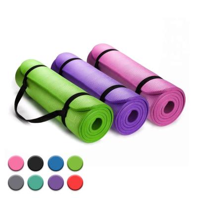 China Factory Price 10mm Non-Slip Direct Sales Eco-Friendly For Fitness Pilates Beginner Nbr Yoga Mat for sale