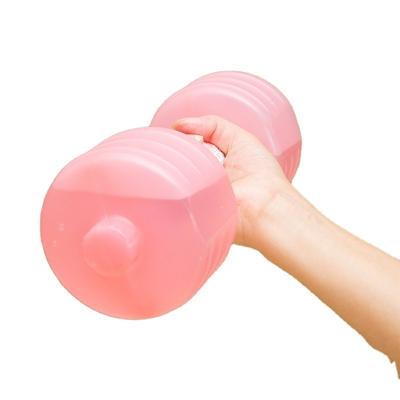 China Universal Polypropylene Plastic Double Layer Sealed Lid Injection Bodybuilding Fitness Accessories Dumbbell Water Bottle for sale