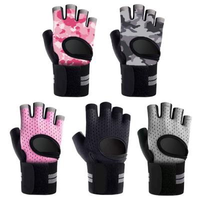 China Men Women Weight Lifting Barbell Horizontal Bar Breathable Anti-Slip Training Gloves Half Finger Unisex Fitness Gloves for sale