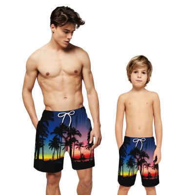 China Anti-UV Fashionable Swim Jammer Bandage Punch Waist Troppical High Tree Board Shorts Mens Sublimation Custom Swim Trunks for sale