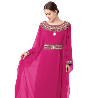 China breathable & Good Kick Down Flare Sleeve Embroidery Half Sleeve Maxi Solid Kaftan Abaya Dubai Islamic Feeling Women Muslim Women Dresses Long Sleeves for sale