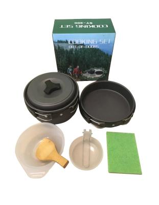 China Easy clean portable camping cooking pot sets, aluminum mess kit gear cookware for hiking&picnic for sale