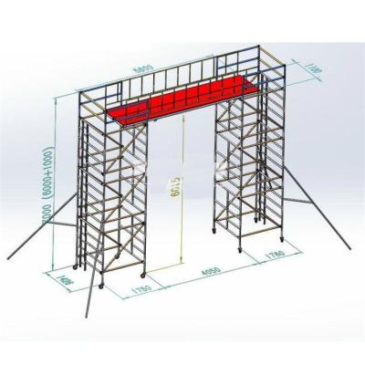 China Construction Factory Platform Aluminum Double Facade Mobile Scaffolding System Tower 10m Delivery for sale