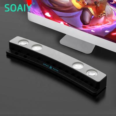 China LED light SOAIY SH39 logo factory manufacturers colorful spiker 2021full range customizable sounds BT surround RGB led wired speakers per set for sale