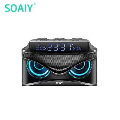 China CHINA NEW Wood USB SOAIY Function Phone AUX Card Blue USB Tooth Subwoofer Music Speaker. of TF with clock display for sale