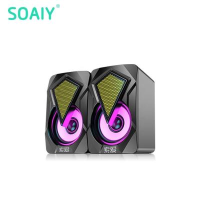 China SOAIY L12 computer led usb original 3w watt loudspeaker bulk cheap PC 2.0 mini speaker for sale