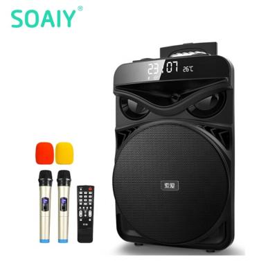 China Large Karaoke Party Loud Speakers SOAIY Sound Box Trolley Loud Outdoor Loudspeaker Wireless Portable Speaker Maker for sale