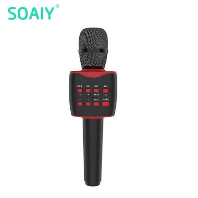 China Handheld Customizable Karaoke Mic Portable Wireless Microphone SOAIY MC7 Logo Microphone With Speaker for sale