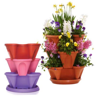 China Durable Durable Vertical Garden Decoration Plastic Planters And Stackable Flower Tower Pots for sale