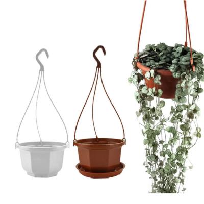 China Durable Light Weight Durable Terracotta 8 Corners Around Garden Plant Plastic Planter Hanging Flower Pot for sale