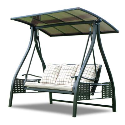 China Modern Hot Selling Outdoor Solar Powered 3 Person Seat Swing Chair for sale