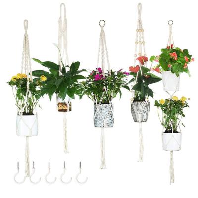 China Durable Handmade 5 Pack Cotton Macrame Plant Hanger for sale