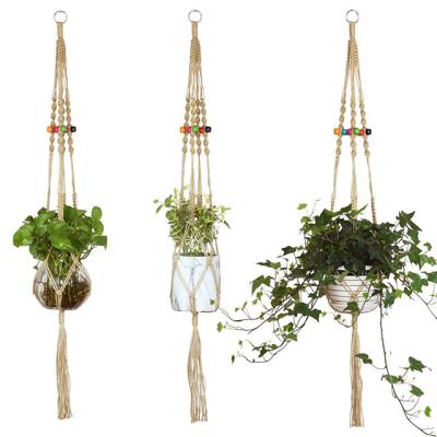 China 3 Bundles Jute Macrame Rope Durable Handmade Plant Hanger Hanging Planter Holder For Decorations for sale